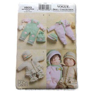 Vintage 15" Baby Doll Clothes Sewing Pattern Overalls Sleeper Jacket UNCUT Vogue